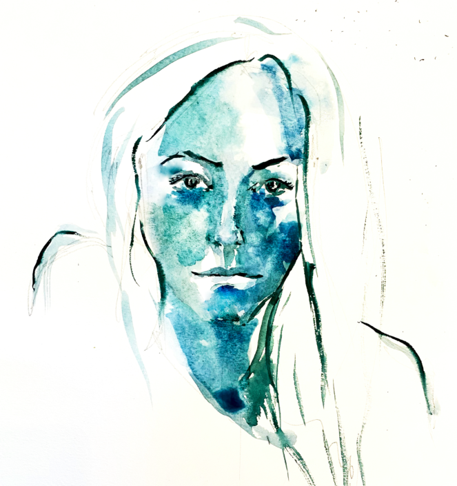 Figurative watercolor by Ariel Baron-Robbins