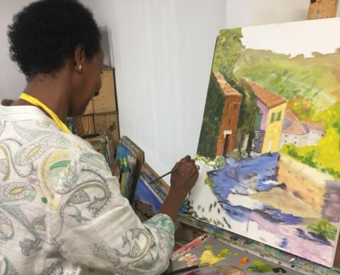 In Studio Painting with acrylic or oil