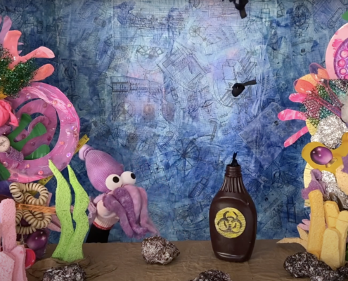 Stop animation of purple octopus