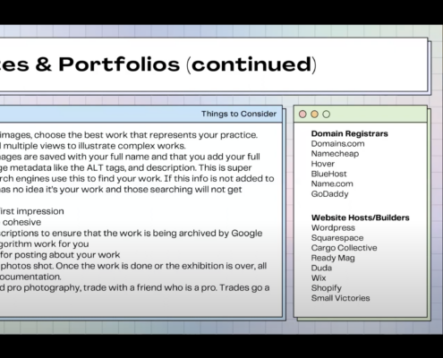 Powerpoint Slide entitled Website and Portfolio