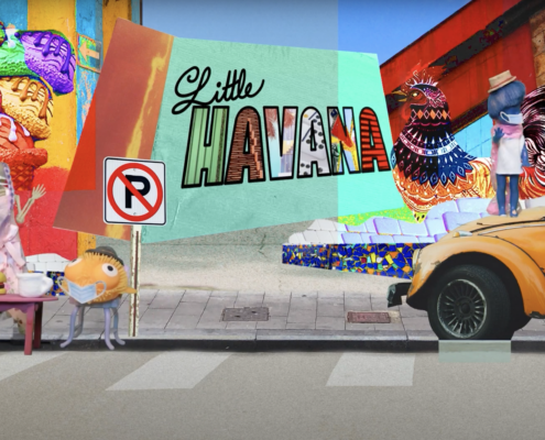 Colorful stop motion of a little havana street