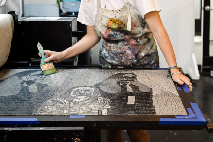 Printmaking in process