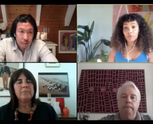 Four people speaking on Zoom
