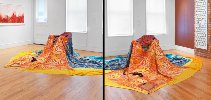 A Litany InstallShot 2020 14ftx15ft Mixed Media Installation Dyed Textiles Lasercut and Embroidered Fabric Kanekalon