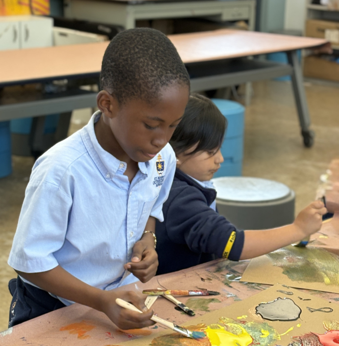 Students painting at Oolite Arts during Art After School