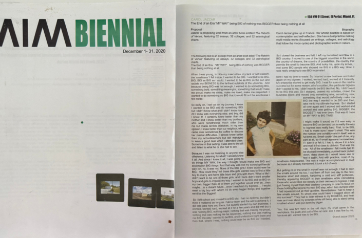 Carol Jazzar MY WAY text published in 2022 AIM BIENNIAL