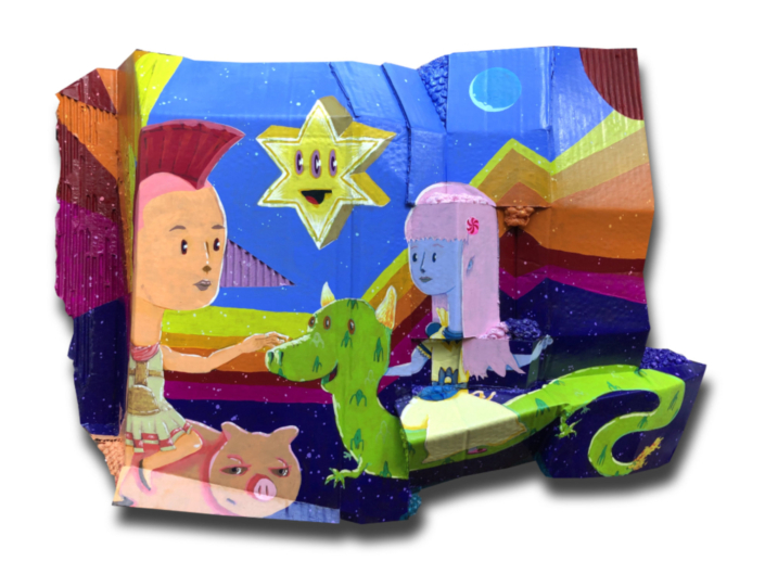 Gregory Dirr Bending Light.2018 32w x 22h x 6d Gouache on cardboard and bubblewrap