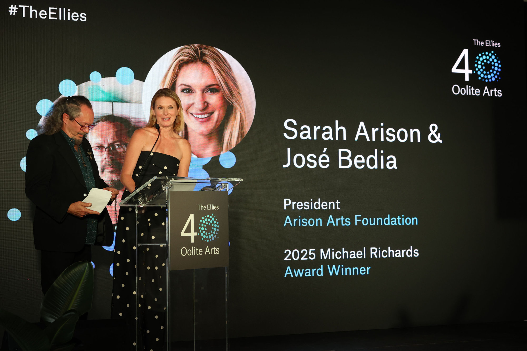 Jose Bedia & Sarah Arison speaking11