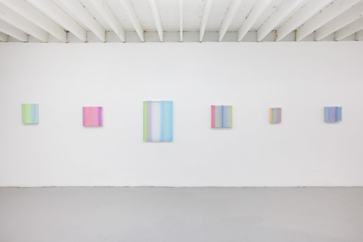 Marisa Telleria 09 Light compositions 2024 layered tulle fabric and scrim on wood dimensions variable