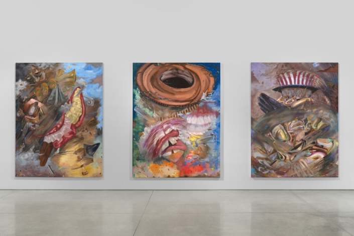 Install shot of Remoto Devils Dust Confound 2023 100x77in Jose Delgado Zuniga Install shot of Remoto Devils Dust Confound 2023 100x77in Jose Delgado Zuniga