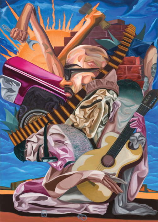 Tequila Sunrise 2020 90x60in Oil on Italian polycotton Jose Delgado Zuniga Tequila Sunrise 2020 90x60in Oil on Italian polycotton Jose Delgado Zuniga