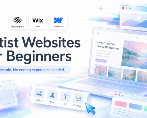 artists websites for beginners background cover text