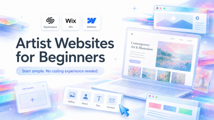 artists websites for beginners background cover text