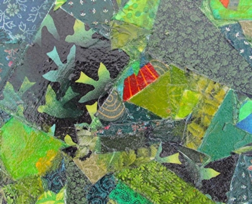 Painting with Fabric Collage on Canvas (1)