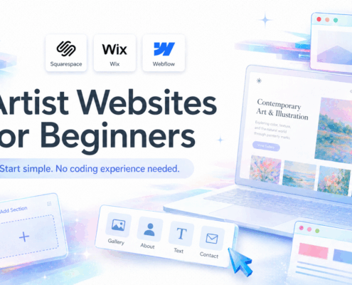 artists websites for beginners background cover text